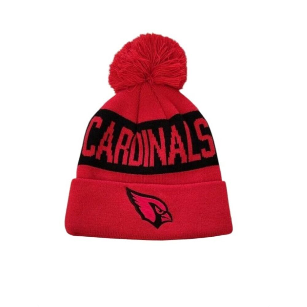 NFL Arizona Cardinals Cuffed Knit Beanie with Pom Adult OS Red Black‎ Blokecore